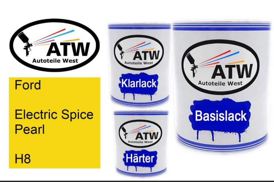 Ford, Electric Spice Pearl, H8: 1L Lackdose + 1L Klarlack + 500ml Härter - Set, von ATW Autoteile West.